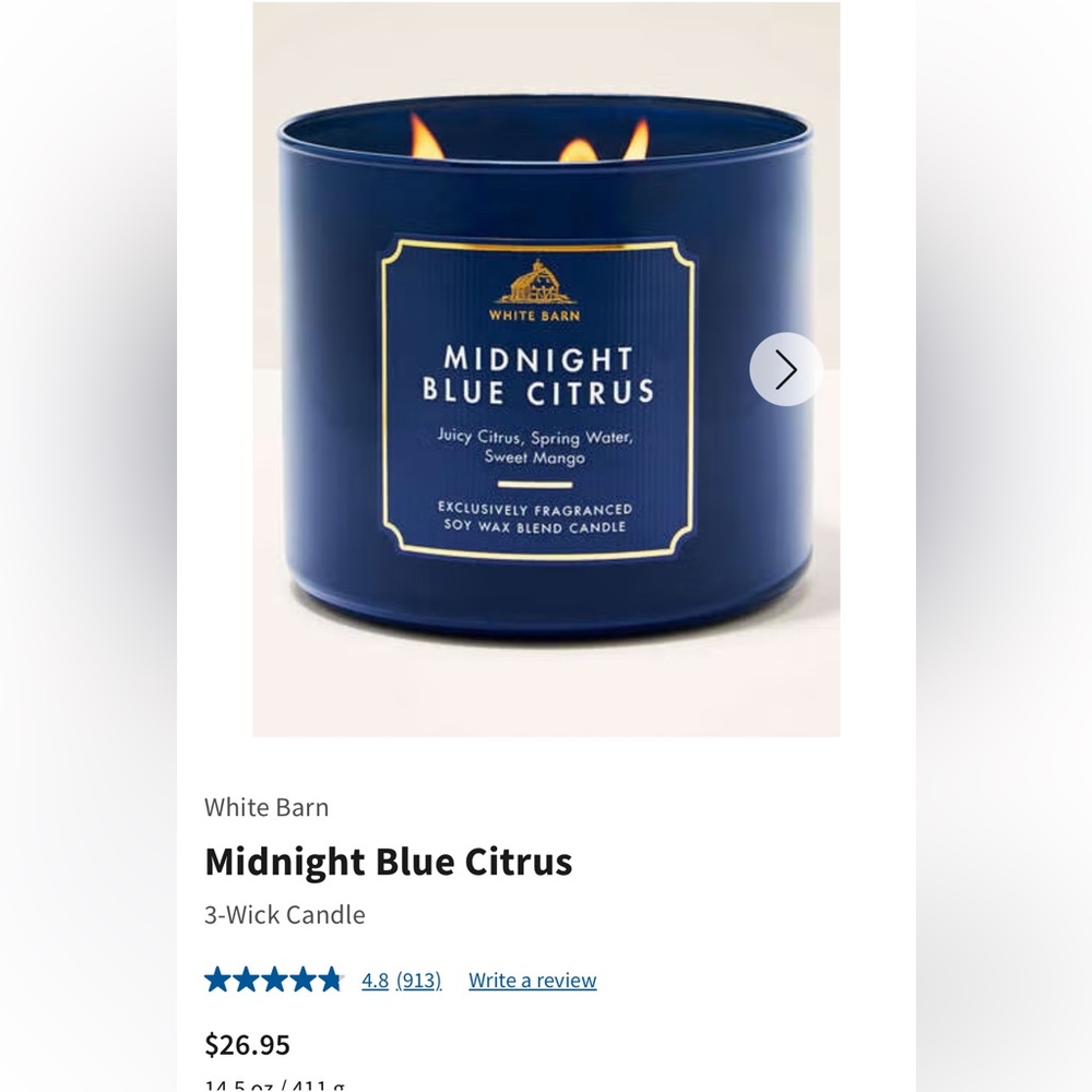 White Barn Midnight Blue Citrus Candle